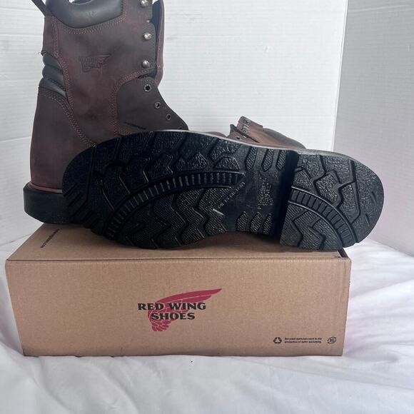 Red Wing 4200 Waterproof Work Boots Mens 12 EE Wide Brown Leather Safety Toe USA - Picture 4 of 7